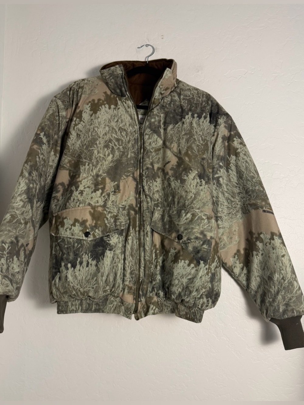 Truesage Vintage 2000's Mens Large Real Tree Camo Bomber Jacket Hunting Style